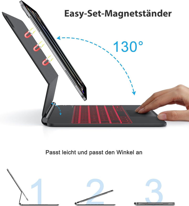 TECURS Tastatur Hülle für iPad Pro 13 Zoll (M5/M4, 2025/2024), Magic Keyboard für iPad Pro 13 mit Tr