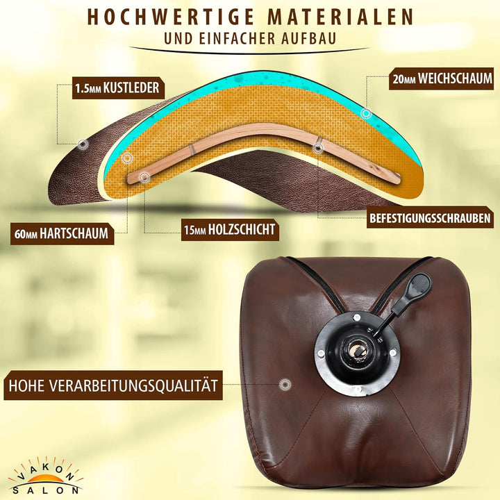 Premium Sattelhocker braun mit Bremse, Sattelstuhl für Rückenentlastung, Rollhocker höhenverstellbar