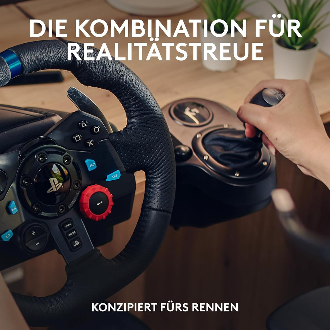 Logitech G G29 SE Driving Force Rennlenkrad und Pedale, Force Feedback, echtes Leder + Logitech G Dr