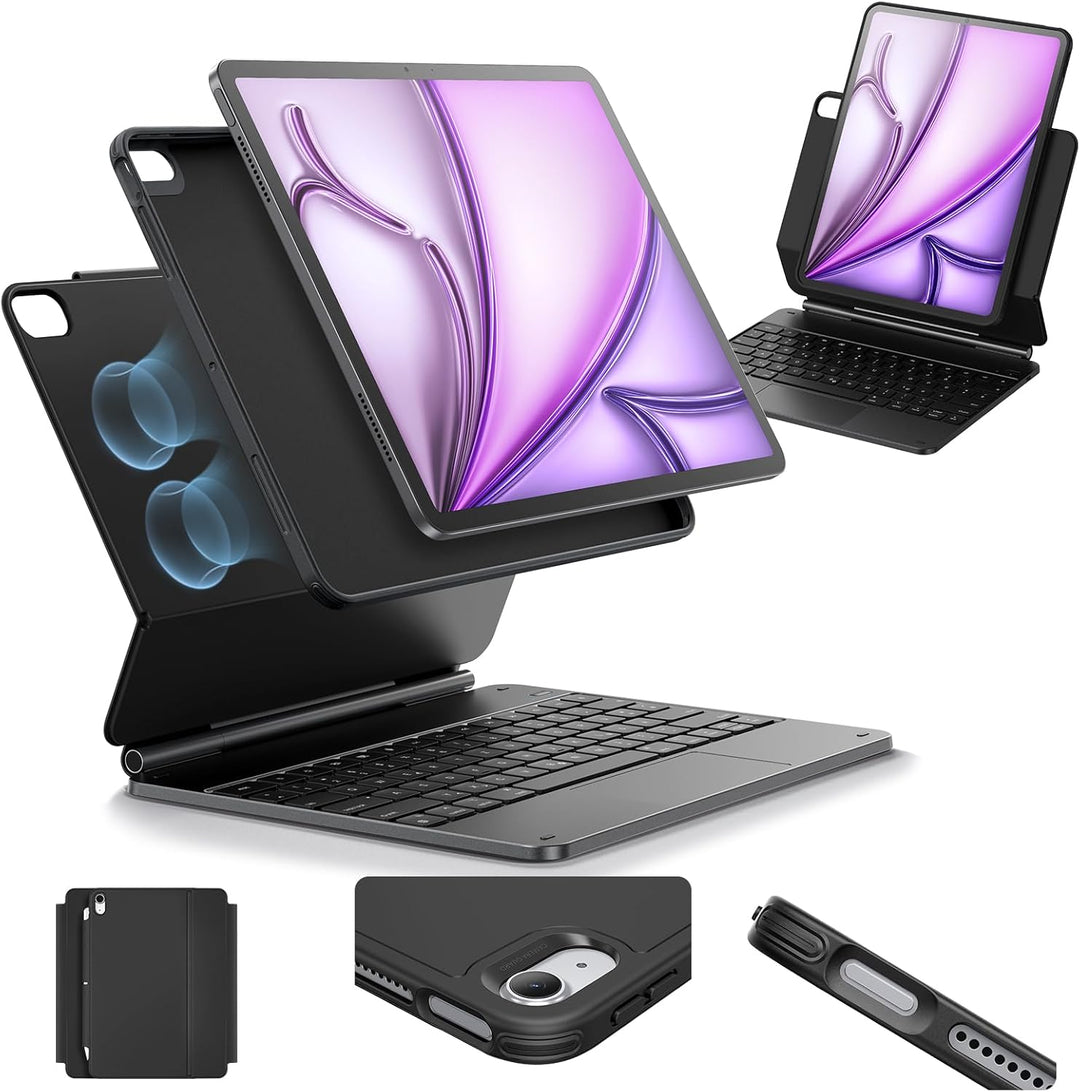 ESR iPad Air 13" (M2, 2024) Hülle mit Tastatur, iPad Air 13 Zoll Tastaturhülle mit Einzustellendem M