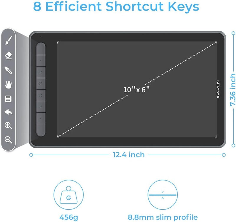 XP-PEN Deco L Grafiktablett 10"x6" Zeichentablett mit X3 Smart Chip 60° Neigung mit batterielosem St