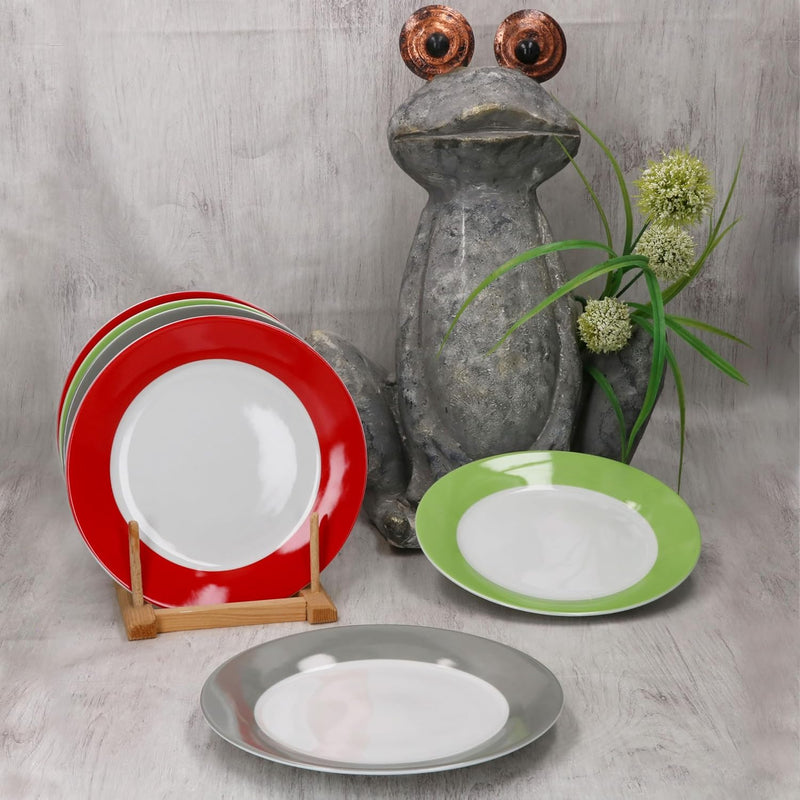 MamboCat 6er Set Variant Trio Kuchenteller I farbige Porzellan-Frühstücksteller für 6 Personen in Gr