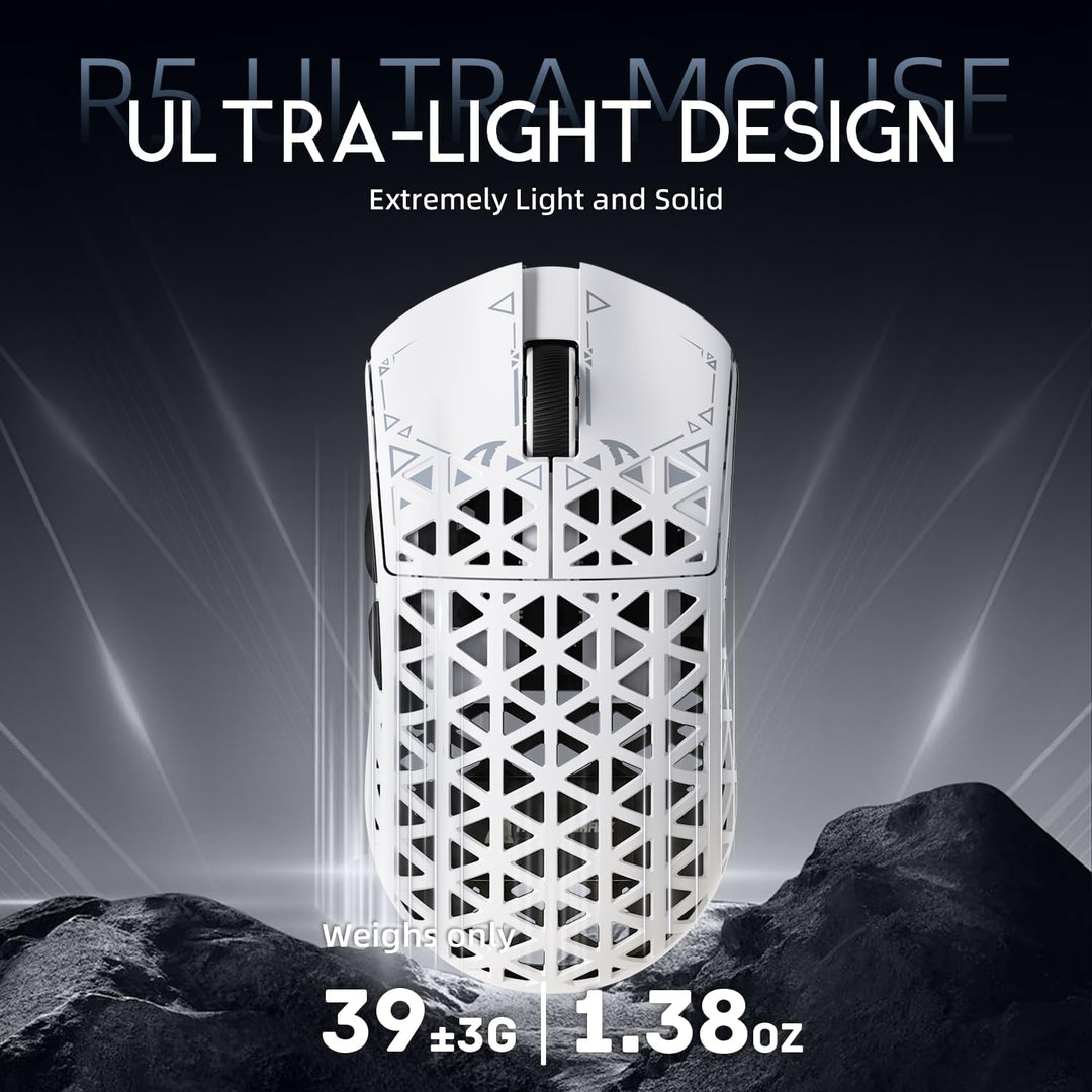 ATTACK SHARK R5 Ultra Carbonfaser Gaming-Maus, 39g Superlight, 8000Hz Kabellose Mouse, 42000 DPI, PA