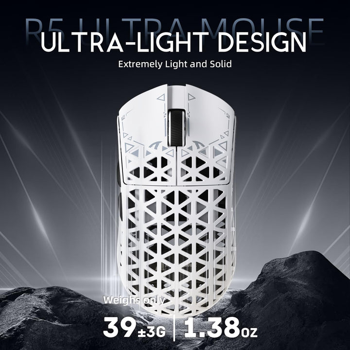 ATTACK SHARK R5 Ultra Carbonfaser Gaming-Maus, 39g Superlight, 8000Hz Kabellose Mouse, 42000 DPI, PA