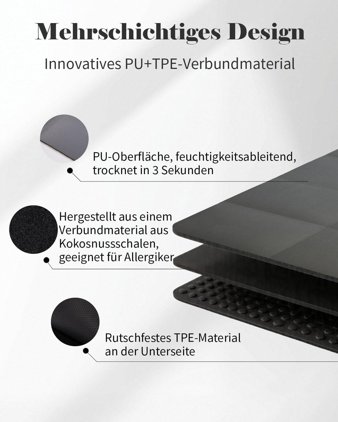Faltbare Yogamatte TPE+PU Doppelseitige Tragbare Reisematte | Klappbar, Rutschfeste, Tragbare, für S