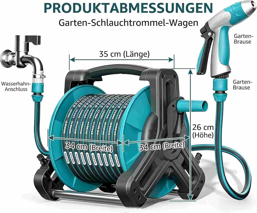 50M Schlauchaufroller für die Wandmontage im Aussenbereich, tragbarer Schlauchaufroller für den Bode