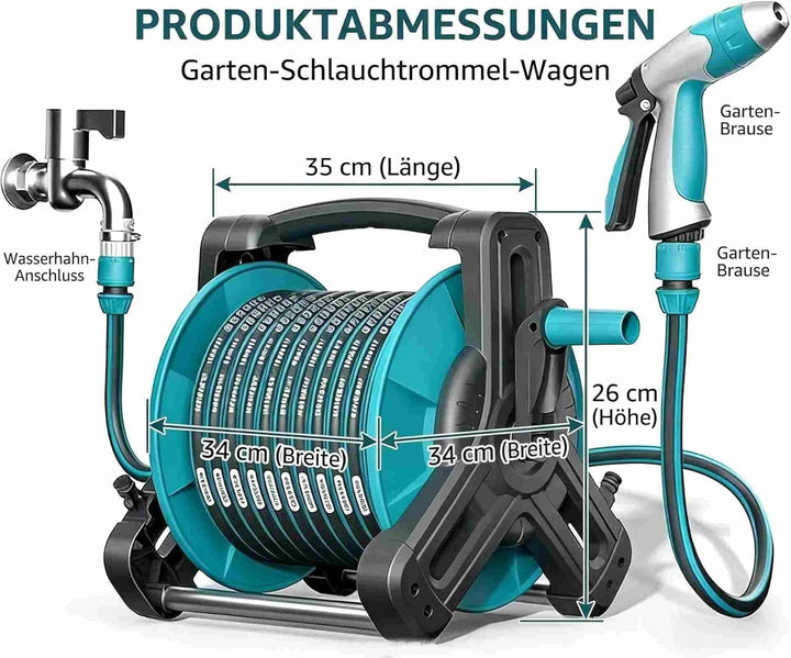 50M Schlauchaufroller für die Wandmontage im Aussenbereich, tragbarer Schlauchaufroller für den Bode