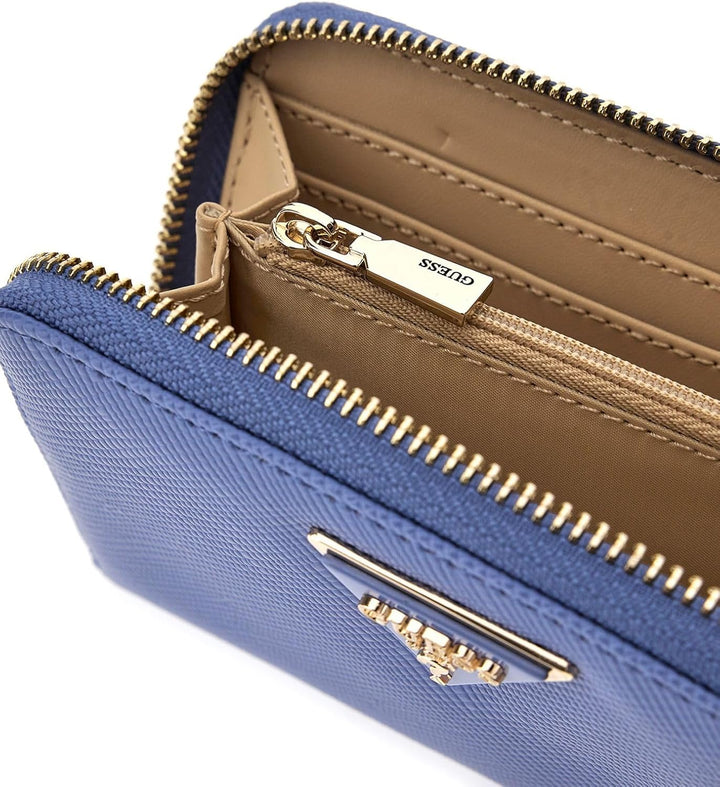 GUESS Damen Laurel SLG Medium Zip Around Bag, Stormy Blue