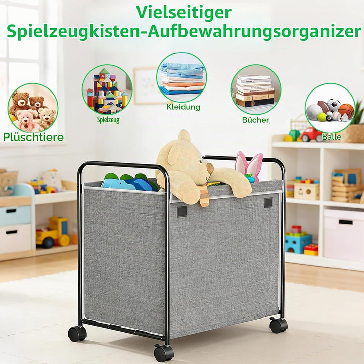 Aufbewahrungskiste für Spielzeug mit 360° Drehbaren Rädern, 118L Aufbewahrungskorb Kinder Spielzeugk