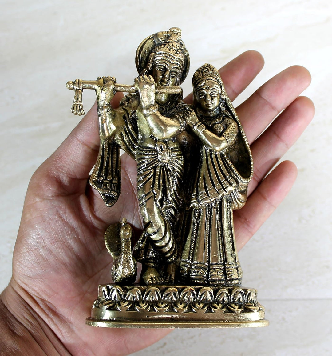 StonKraft Beste Qualität Messing Radha Kishan Krishna Statue Idol - Hindu Hinduismus Puja (15,2 cm)