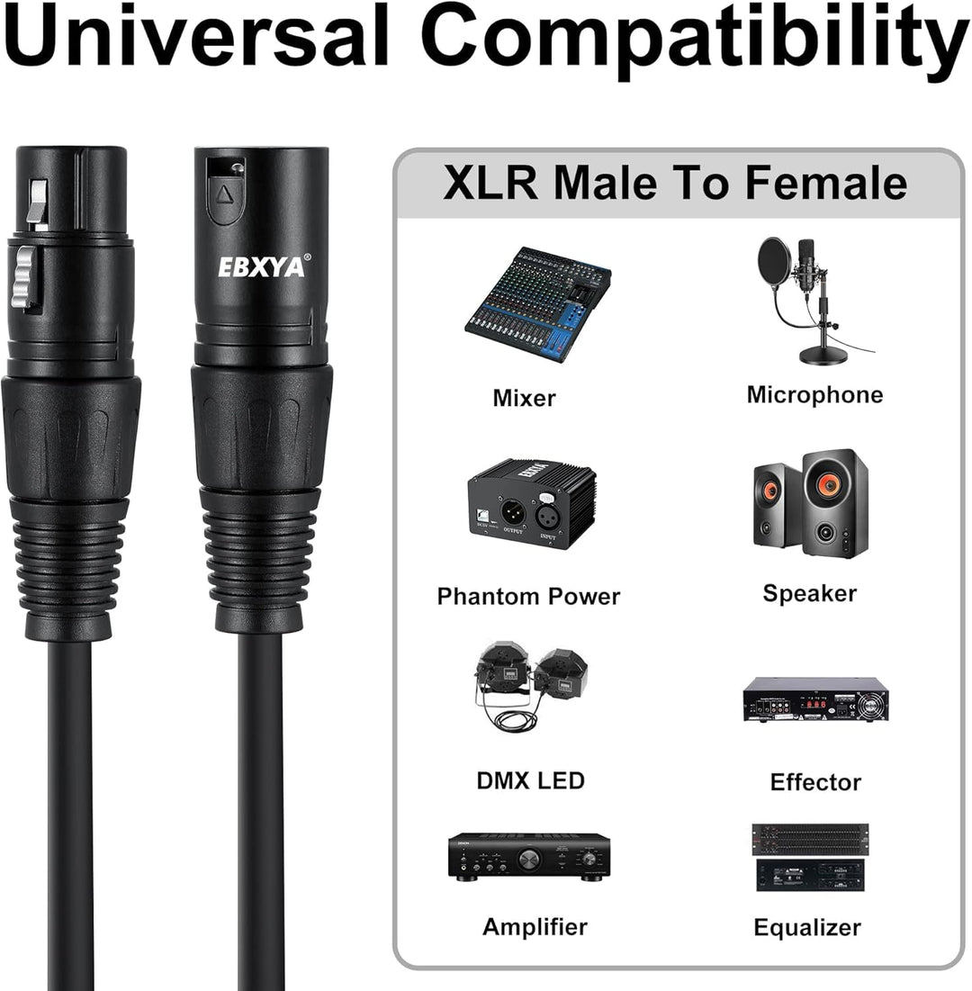 EBXYA XLR Mikrofonkabel 5m 4er-Pack für DMX &amp; Bühnenbeleuchtung | Premium, Stecker auf Buchse, 3-pol