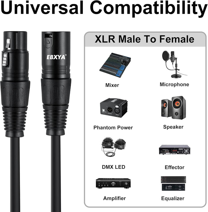 EBXYA XLR Mikrofonkabel 3m 4er-Pack für DMX &amp; Bühnenbeleuchtung 500.0 Zentimeter 2, 500.0 Zentimeter