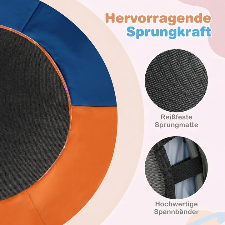 COSTWAY Ø90 cm Kinder Trampolin, Minitrampolin faltbar mit LED Beleuchtung, Fitness Trampolin Indoor