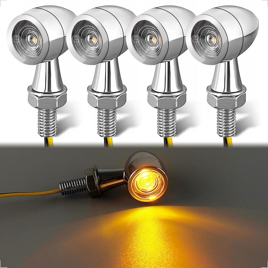 evermotor Universal 12V E24 Mini Motorrad LED Blinker Bullet Zinklegierung im Feinguss IP67 Wasserdi