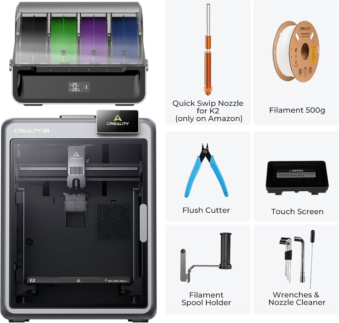 Creality K2 Combo (A) 3D-Drucker, Mehrfarbig mit CFS, bis 600 mm/s Hochgeschwindigkeitsdruck, AI-Kam