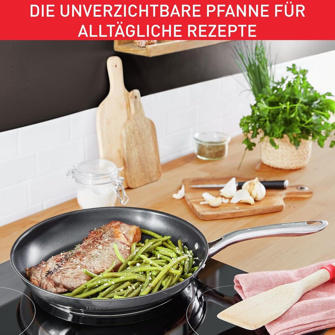 Tefal Infinite Pfanne Induktion 30 cm, Bratpfanne mit Antihaftversiegelung, Thermo-Signal bei ideale