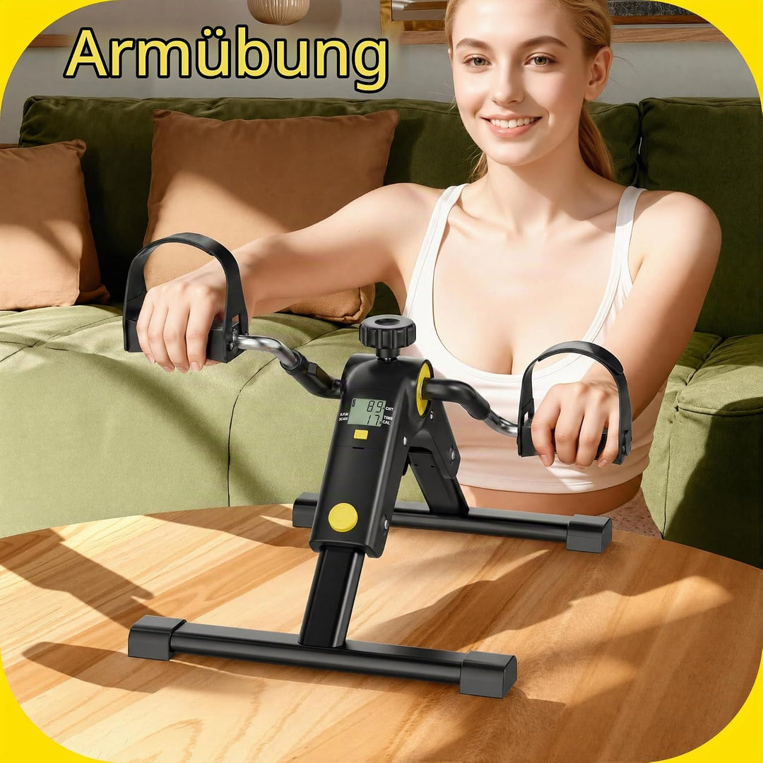 MOMODA Untertisch-Fahrradpedaltrainer mit LCD-Display, tragbarer Mini-Heimtrainer für Arm und Bein S