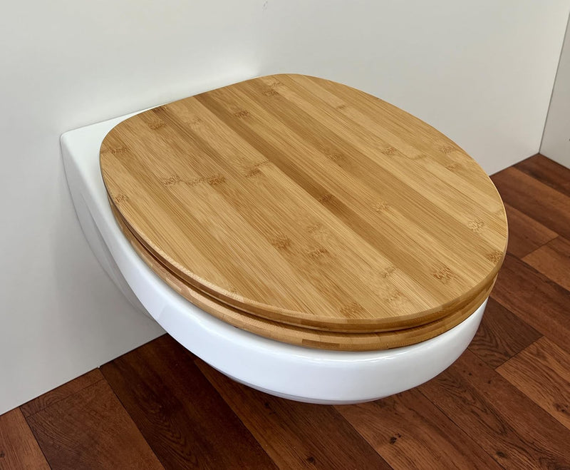 ADOB WC Sitz Klobrille Bambus dunkel Bamboo Natur, umweltfreundlich, warm, rostfreie Edelstahlscharn