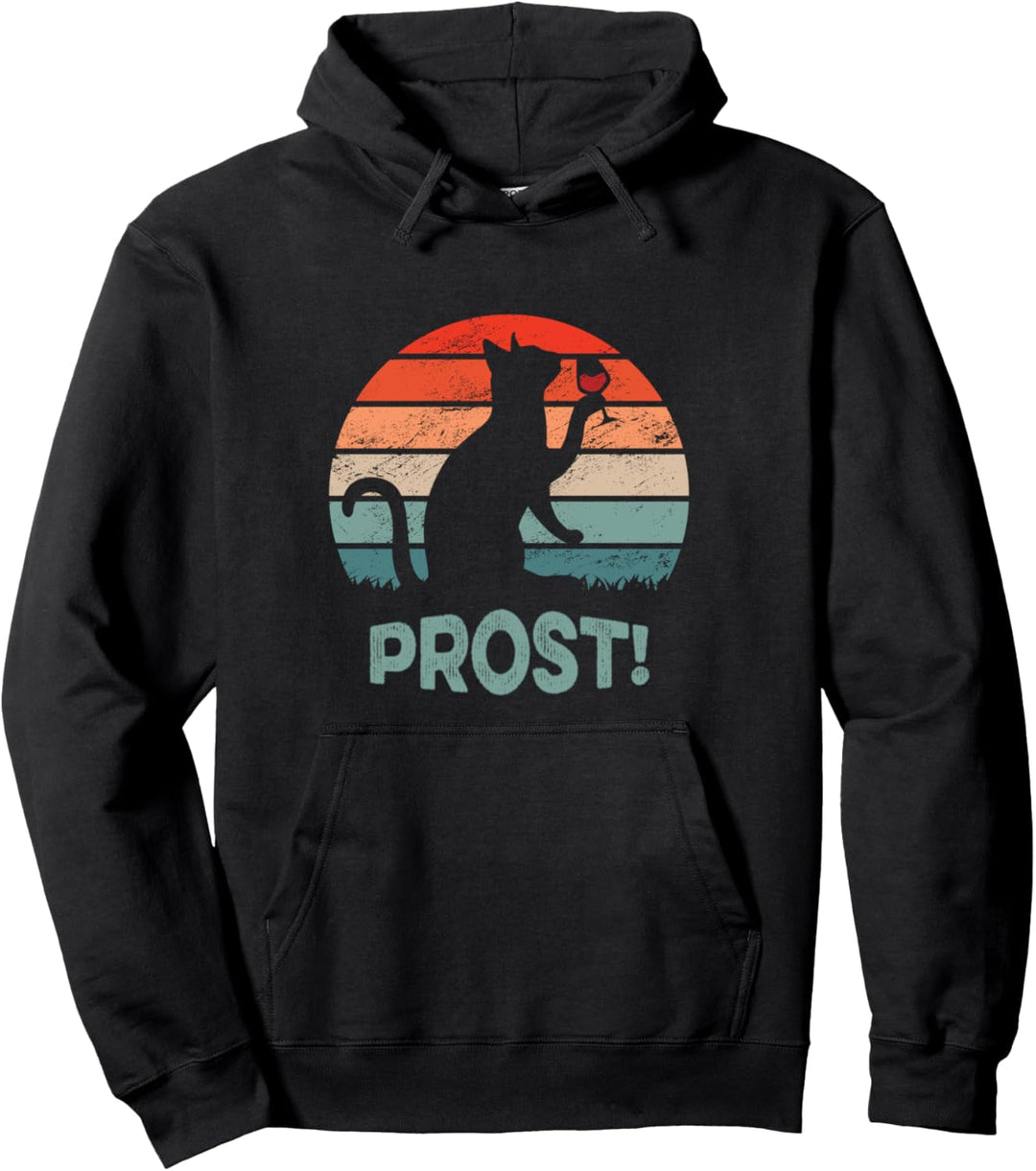 Prost Wein und Katzen Design mit durstiger Katze Pullover Hoodie