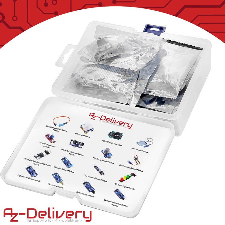 AZDelivery 5 x 16 in 1 Kit Zubehörset mit Sensoren und Modulen kompatibel mit Arduino und Raspberry