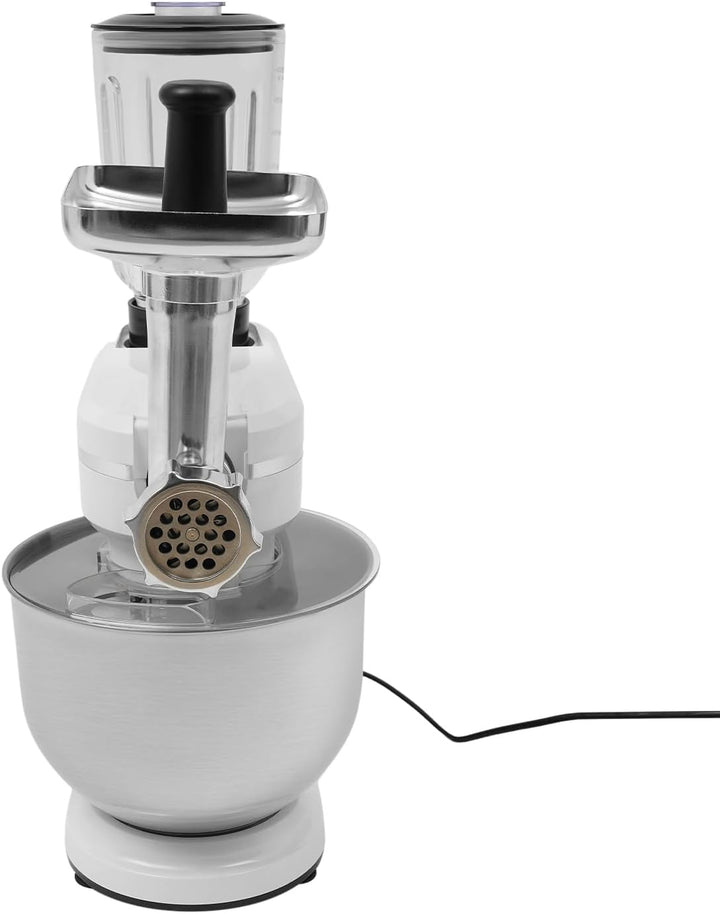 Küchenmaschine 1500W 6L 3 in 1 Universal Küchenmaschine mit Fleischwolf & Saftpresse Geräuscharme St