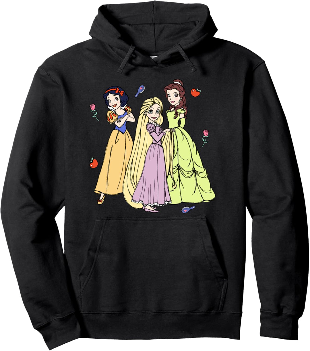Disney Princess Rapunzel Snow White Belle Cartoon Sketch Pullover Hoodie