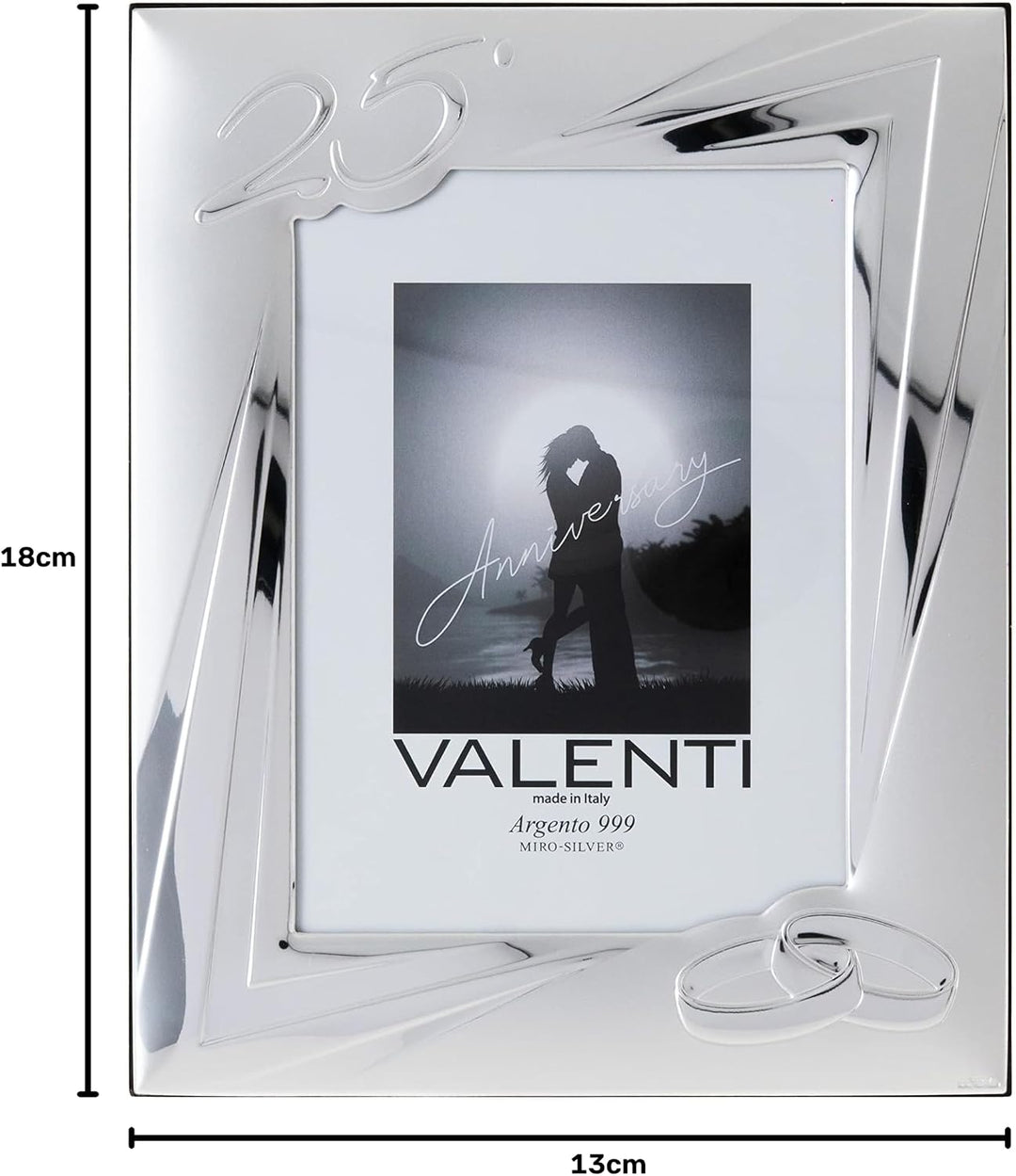 Valenti&amp;Co - Silber Bilderrahmen 13x18 cm Silberhochzeit - 25 Jahre Ehe oder für das fünfundzwanzigs