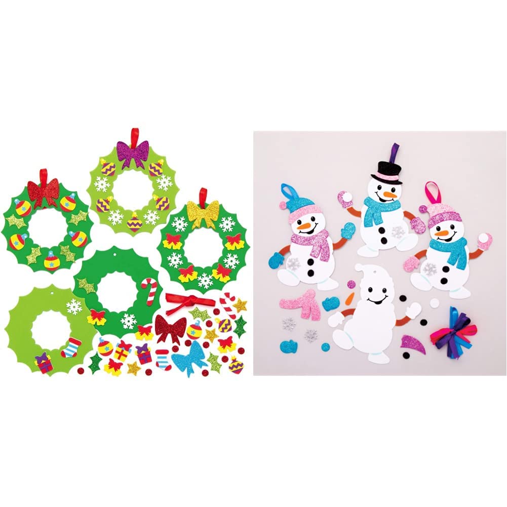 Baker Ross Weihnachtskranz-Set AX504, 8 Stück, ideal für weihnachtliche Kunst- und Bastelprojekte, A