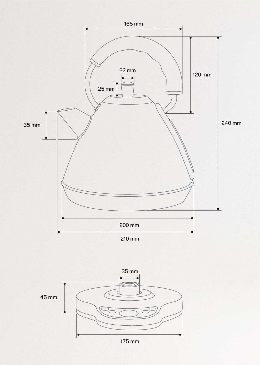 CREATE KETTLE RETRO PRO / Elektrischer Wasserkocher, 1 l, mit Sandtemperaturregelung, Auto-System, A