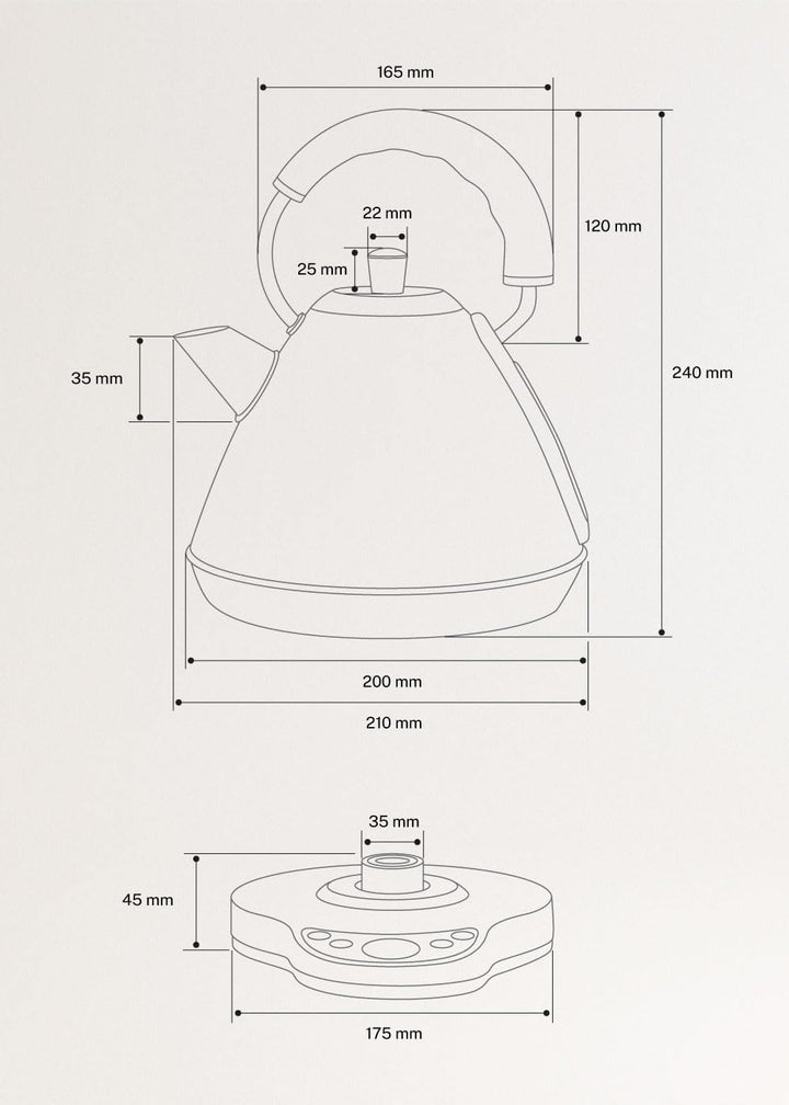 CREATE KETTLE RETRO PRO / Elektrischer Wasserkocher, 1 l, mit Sandtemperaturregelung, Auto-System, A