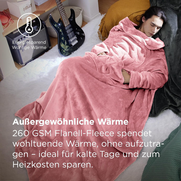 BEDSURE Decke mit Ärmeln Kuscheldecke - Weihnachten Geschenke für Frauen und Männer, Warm Ärmeldecke