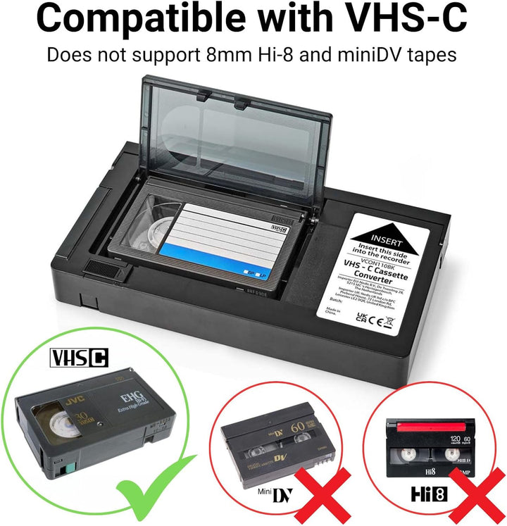 Nedis VHS-Konverter - Konvertierung: VHS-C auf VHS - Plug & Play - Schwarz
