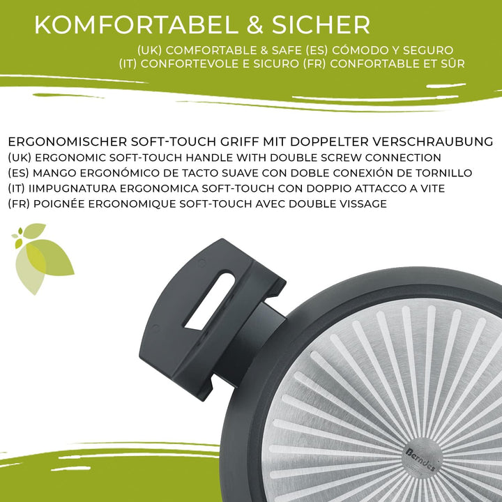 Berndes Topf Balance b.nature 24 cm, Kochtopf mit nachhaltiger Beschichtung aus Quarz, inkl. Glasdec