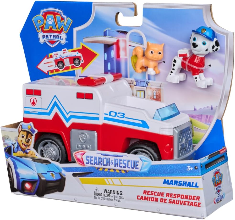 PAW PATROL - Search &amp; Rescue: Marshalls Rettungsfahrzeug, Fahrzeug mit Rückziehmotor, ca. 15cm, inkl