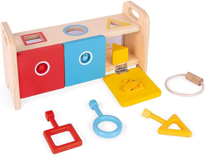 Janod - Essentiel - Der Schlüsselkasten - 2-in-1 Lernspiel aus Holz Babys und Kleinkinder - Erlernen