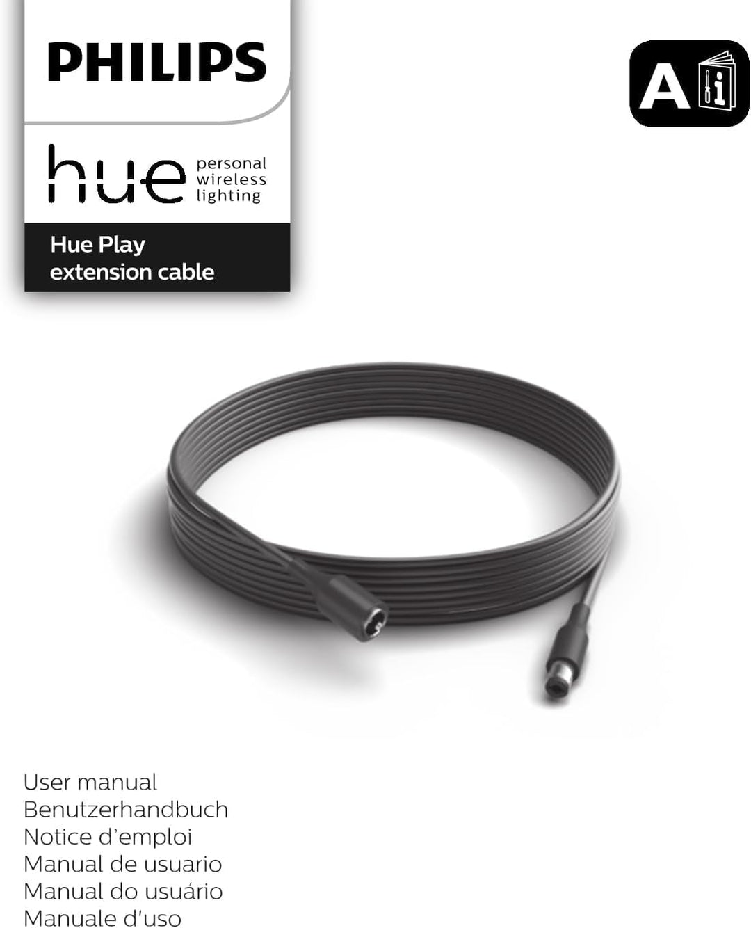 Philips Hue Play Verlängerungskabel 5m, für Hue Play Produktfamilie, flexible Nutzung für mehrere Pl