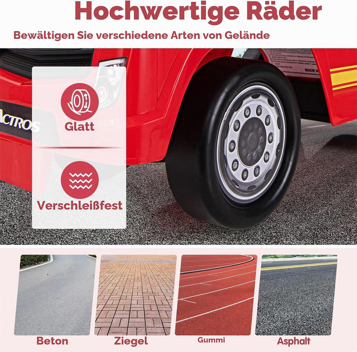 SOARS Mercedes-Benz Rutschauto, Feuerwehrauto mit Warnleuchte, Hupe &amp; Musik, Rutschfahrzeug mit vers