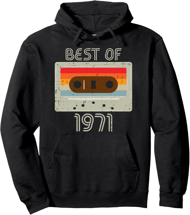 Best 1971 Cassette Tape Retro 50 Year Old 50th Birthday Gift Pullover Hoodie