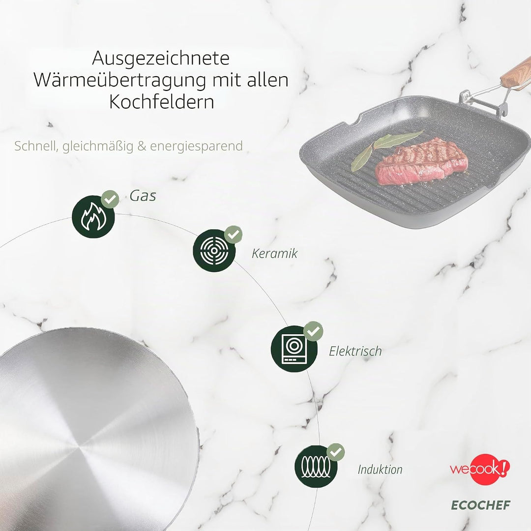 WECOOK! Ecochef - Aluminium Non Stick Grill Pan - Ribbed 20 X 20 cm, 20 X 20 cm