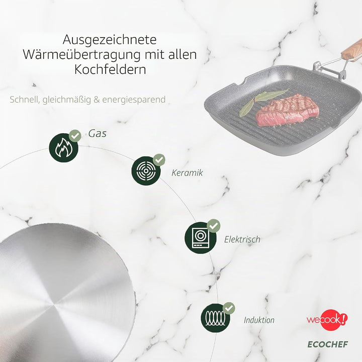 WECOOK! Ecochef - Aluminium Non Stick Grill Pan - Ribbed 20 X 20 cm, 20 X 20 cm