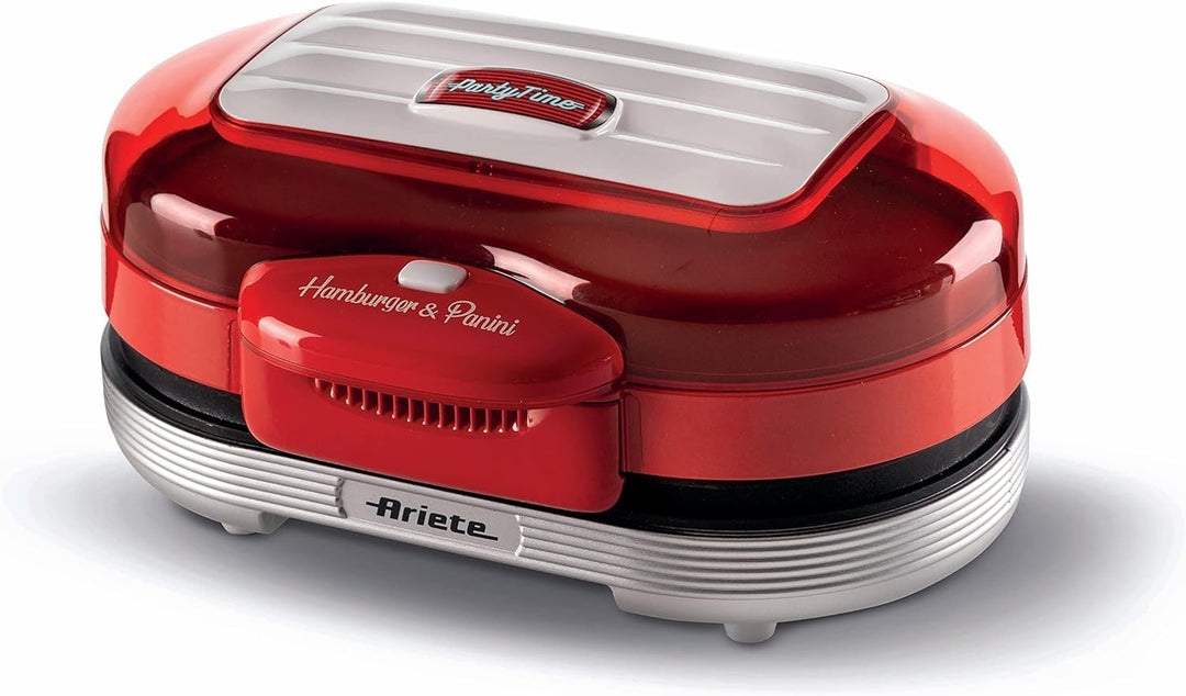 Ariete Hamburger Maker Party Time 205, Elektrischer Sandwichmaker, Elektrischer Grill mit Zwei Antih