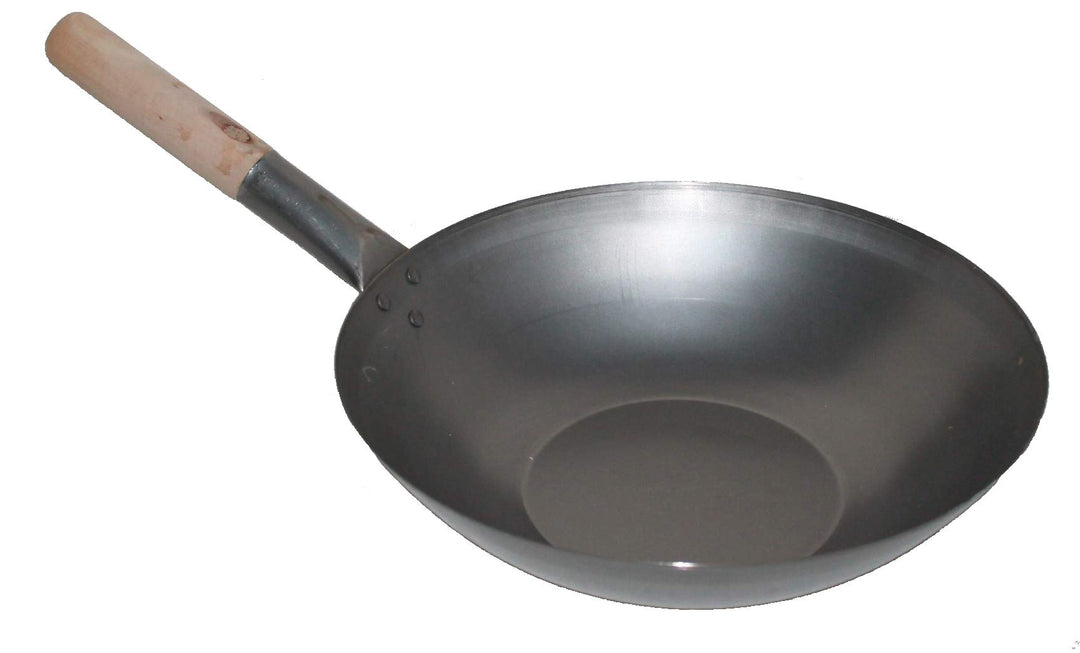 Wok ca. 33 cm Durchmesser flacher Boden für Gas, Gastronomie, Wokpfanne