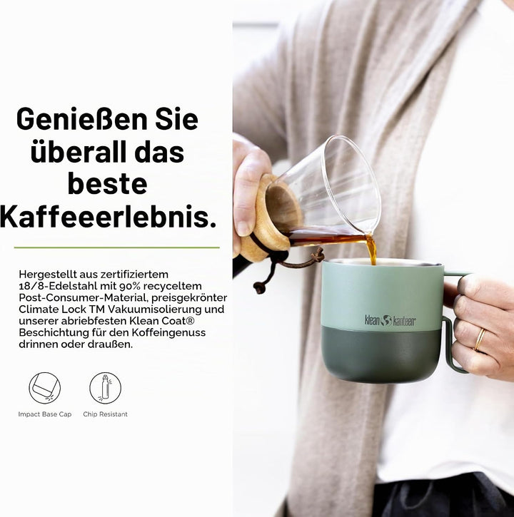 KleanKanteen RiseMug mit Flip Lid in der Farbe: Sea Spray, 414ml, aus Edelstahl hergestellt, spülmas