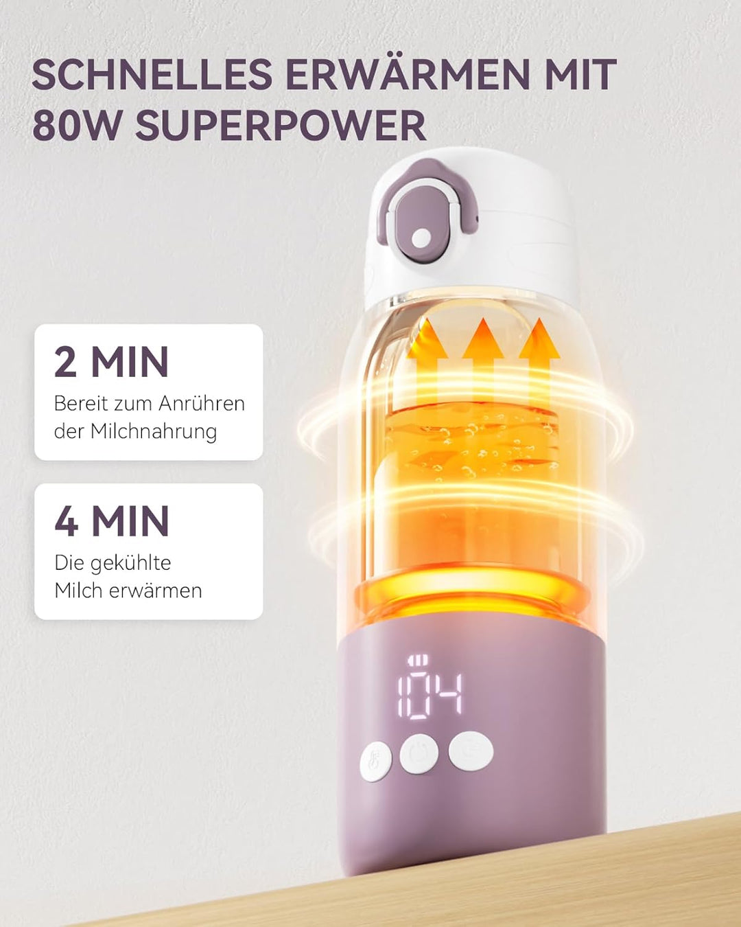 Comfyer BW01 Tragbarer Flaschenwärmer Baby unterwegs für Baby, 12000mAh Akku, Schnelles Aufheizen 2
