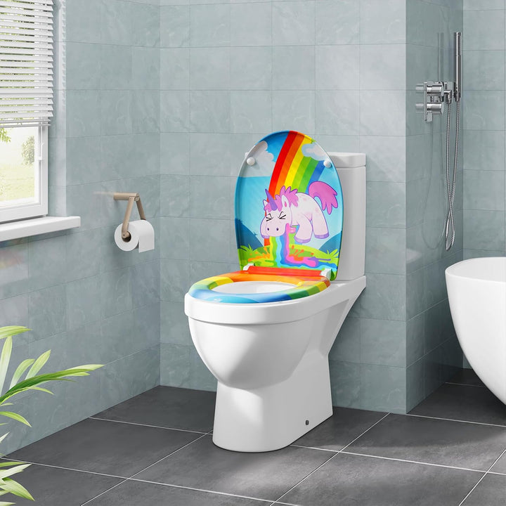 eSituro Toilettendeckel, WC Sitz mit Absenkautomatik, Klodeckel mit Schnellverschluss, 360° verstell