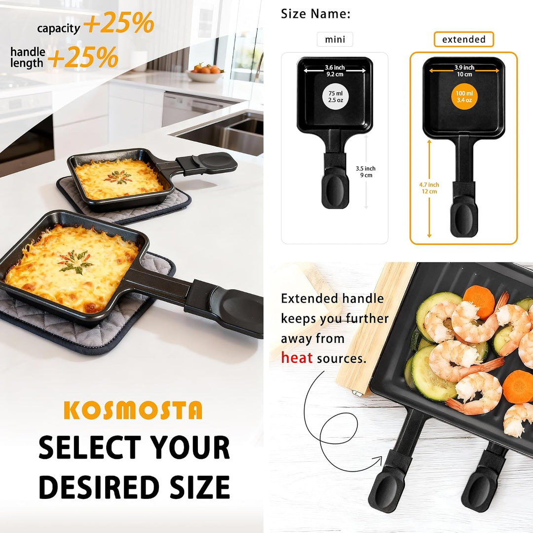 Antihaftbeschichtete Extra Lang Mini-Grill-Käsepfanne Schmelzzubehör für Raclettes Ersatzbleche Racl