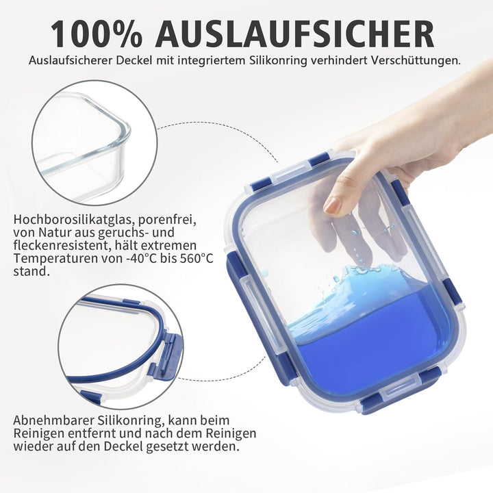 Vorratsbehälterset aus Glas, Glas-Frischhaltedosen,Aufbewahrungsbehälter für Küche und Restaurant mi