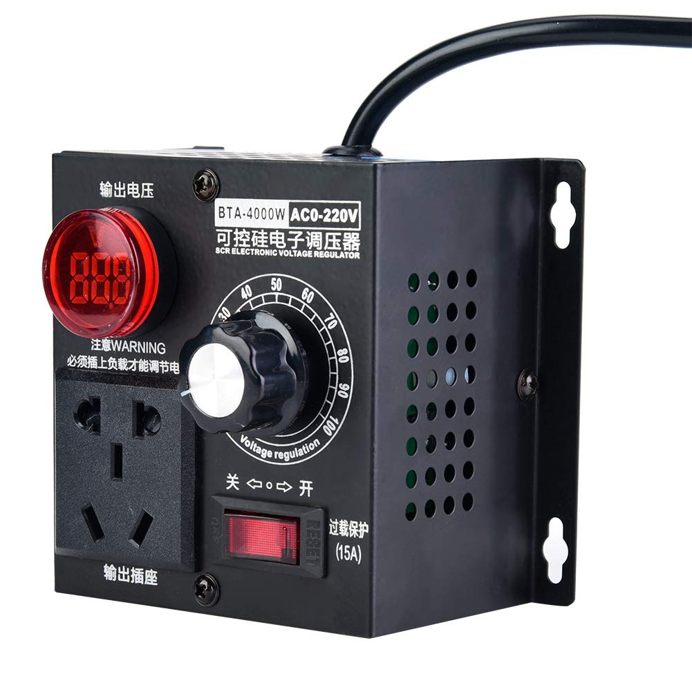Spannungsregler, AC 220V 4000W SCR Elektrischer Spannungsregler Motor Lüfter Drehzahlregler Dimmer(E