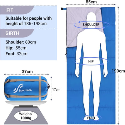 Schlafsack Sommer Schläfsack: Sportneer Warmes Sommer Schlafsacke Tragbar Leicht Wasserdicht Sleepin