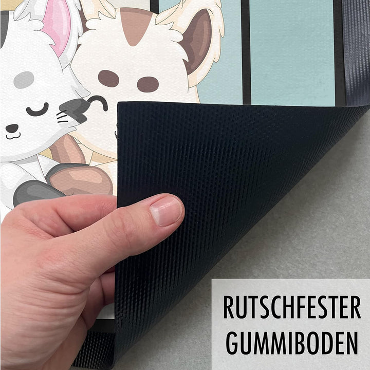 Trendation - Katzen Grafik Fussmatte Geschenk Katzenbesitzerin Lustige Katzen Fussmatte 60x40 cm Spr